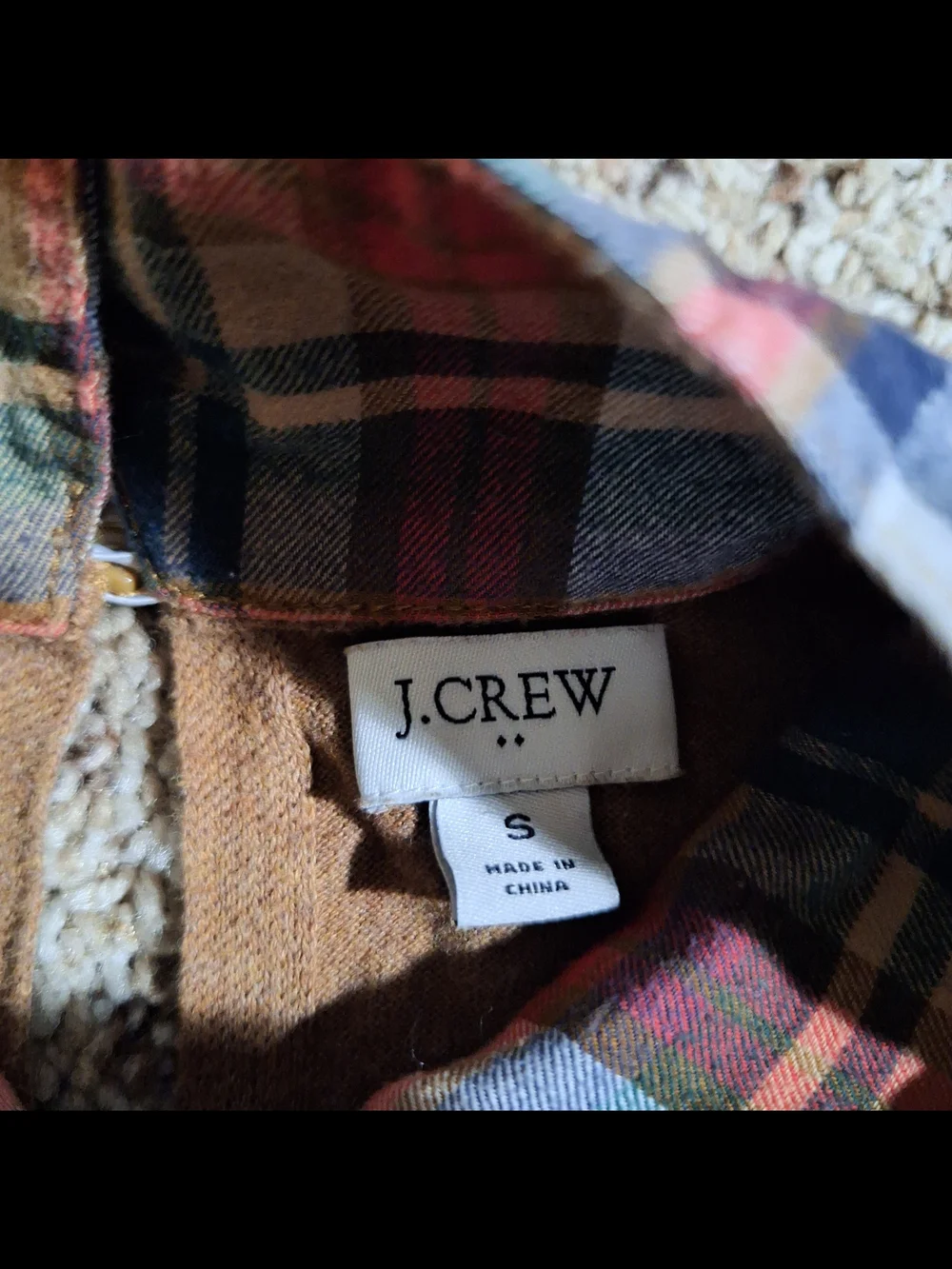 J.Crew Factory Plaid Woven-Collar Layered Pullover Sweater - Size S